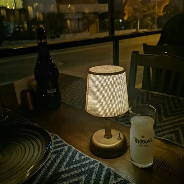 RİOLİGHT RETRO,RUSTİK,VİNTAGE LEDLİ PİLLİ ABAJUR GECE LAMBASI ürün görseli 1