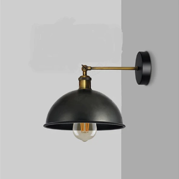 RİOLİGHT RETRO3,VİNTAGE3,RUSTİK3 SİYAH 1XE27 ESKİTME DUYLU MASALLI TEKLİ DUVAR APLİK ŞAPKA ÇAP:23CM ürün görseli 1