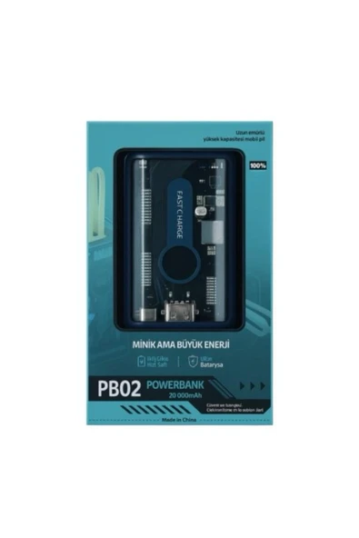 PB02 20.000mAh Power Bank Uzun Ömürlü Yüksek Kapasiteli Pil ürün görseli 1