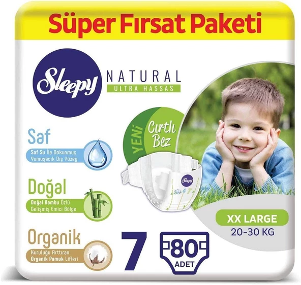 Sleepy Natural 7 Numara XXLarge 80'li Bebek Bezi