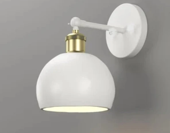 RİOLİGHT RETRO,RUSTİK,VİNTAGE MAFSALLI BEYAZ HAREKETLİ BAŞLIK TEKLİ METAL DUVAR APLİK GLOP ÇAPI:15CM ürün görseli 1