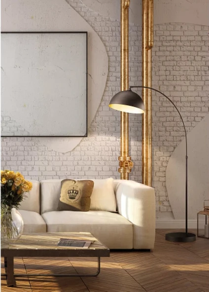 RİOLİGHT RETRO,RUSTİK,VİNTAGE 1XE27 SİYAH MAFSALLI HAREKETLİ BAŞLIK LAMBADER KÖŞE LAMBASI ÇAP:30CM ürün görseli 1