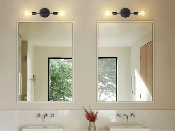 RİOLİGHT MODERN1 SİYAH1 2XE27 DUYLU METAL AYNA ÜSTÜ DUVAR APLİK NOT:1ADET FİYATIDIR. ürün görseli 1