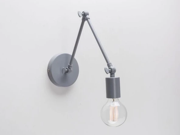 RİOLİGHT RETRO,VİNTAGE,MODERN GRİ ÜÇ MAFSALLI 1XE27 DUYLU METAL DUVAR APLİK ürün görseli 1