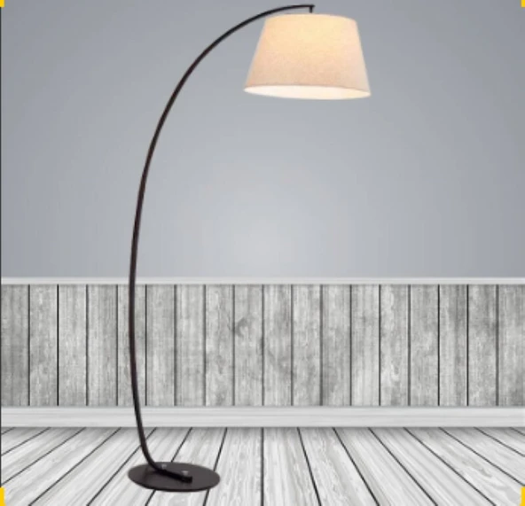 RİOLİGHT RETRO,RUSTİK,VİNTAGE1 HAREKETLİ KREM KUMAŞ BAŞLIK SİYAH METAL GÖVDE LAMBADER KÖŞE LAMBASI ürün görseli 1