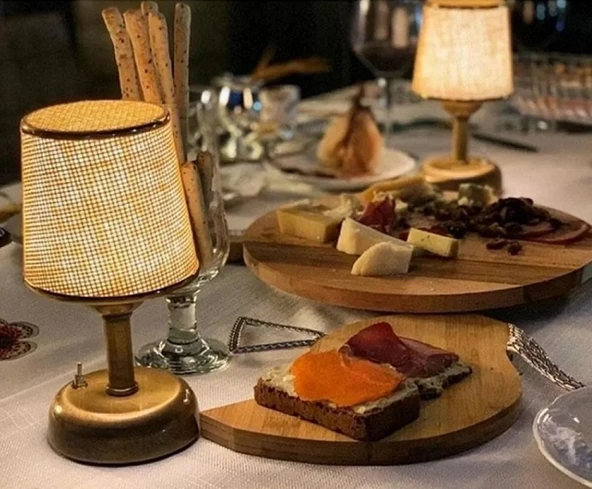 RİOLİGHT RETRO,RUSTİK,VİNTAGE LEDLİ PİLLİ ABAJUR GECE LAMBASI NOT: 1ADET FİYATIDIR ürün görseli 1