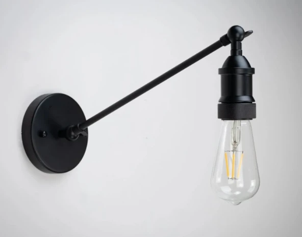 RİOLİGHT MODERN1 SİYAH ÇİFT MAFSALLI 1XE27 DUYLU METAL DUVAR APLİK ürün görseli 1