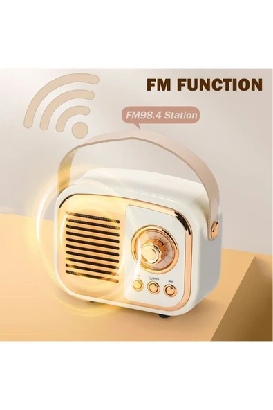 Nostaljik Retro Radio Parlak Kaplama Bluetooth Bağlantılı Hoparlör - Resim 4
