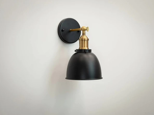 RİOLİGHT RETRO,VİNTAGE,RUSTİK ESKİTME MAFSAL,TİJ SİYAH BAŞLIK 1XE27 DUYLU TEKLİ METAL DUVAR APLİK ürün görseli 1
