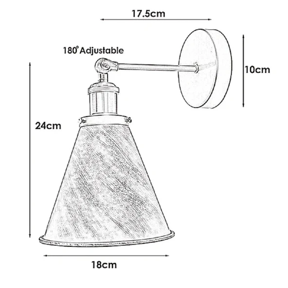 RİOLİGHT VİNTAGE1,RUSTİK1 FIRÇALI GRİ PATİNALI ESKİTME MAFSALLI HAREKETLİ BAŞLIK METAL DUVAR APLİK - Resim 4