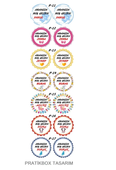 Pratikbox/Yuvarlak 3,80 cm/ Düz Kağıt Etiket/Yenidoğan/Doğum günü/Hediyelik// 70 Adet ürün görseli 1