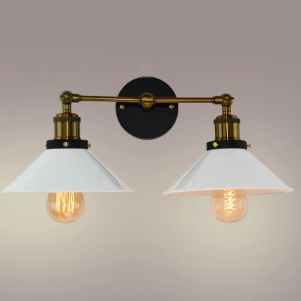 RİOLİGHT RETRO20,RUSTİK2,VİNTAGE ESKİTME DUYLU MAFSALLI HAREKETLİ BAŞLIK METAL APLİK ŞAPKA ÇAPI:23CM ürün görseli 1