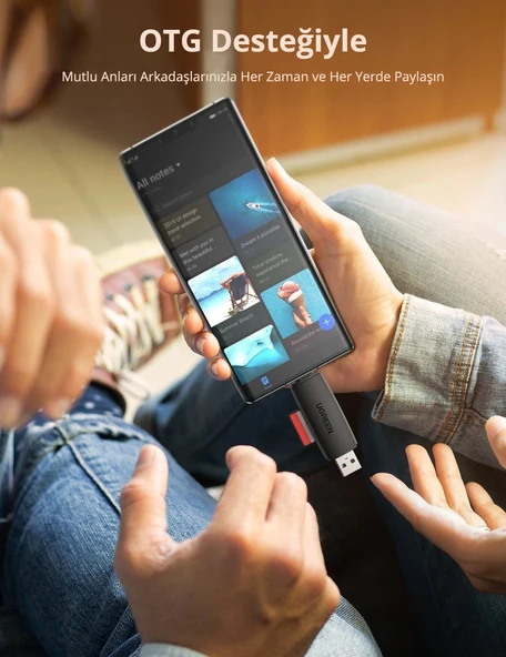 UGREEN USB-C ve USB-A 3.0 SD MicroSD Kart Okuyucu, 80191 - Resim 4