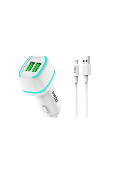 Force Qcc571lw Beyaz Çift Çıkışlı 3.0a Fast Lightning Usb Kablolu Araç Şarj Cihazı ürün görseli 1