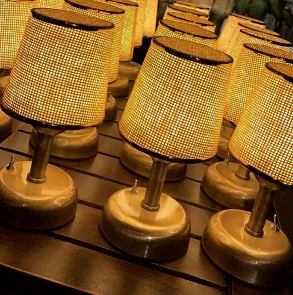 RİOLİGHT RETRO,RUSTİK,VİNTAGE LEDLİ PİLLİ ABAJUR GECE LAMBASI - Resim 5