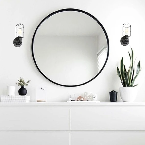 RİOLİGHT RETRO VİNTAGE SİYAH KAFES 1XE27 HAREKETLİ BAŞLIK METAL DUVAR APLİK NOT:1 ADET FİYATIDIR. ürün görseli 1