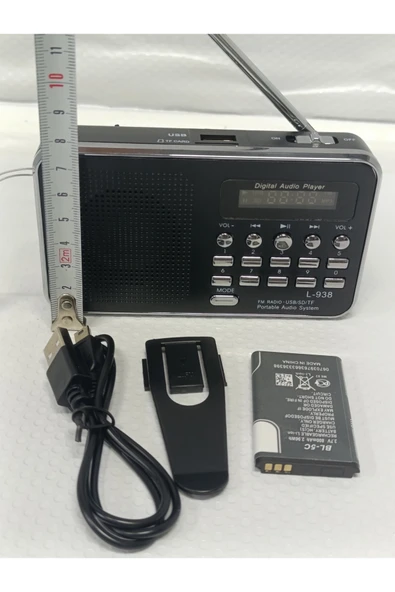 KOPYA - Player L-938 Usb Şarjlı Fm Radyo Mp3 Çalar Kırmızı - Resim 6