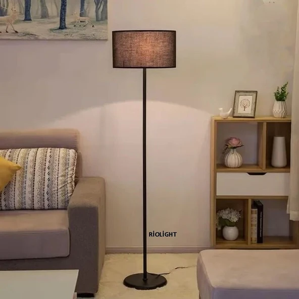 RİOLİGHT RUSTİK,VİNTAGE,RETRO1 SİYAH METAL GÖVDE SİYAH KUMAŞ BAŞLIK 1XE27 LAMBADER KÖŞE LAMBASI ürün görseli 1