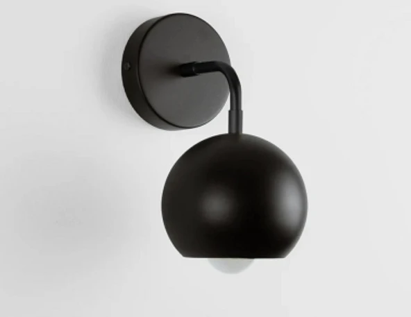 RİOLİGHT RETRO,VİNTAGE,RUSTİK SİYAH 1XE27 DUYLU SİYAH DUVAR APLİK GLOP ÇAPI:15CM ürün görseli 1