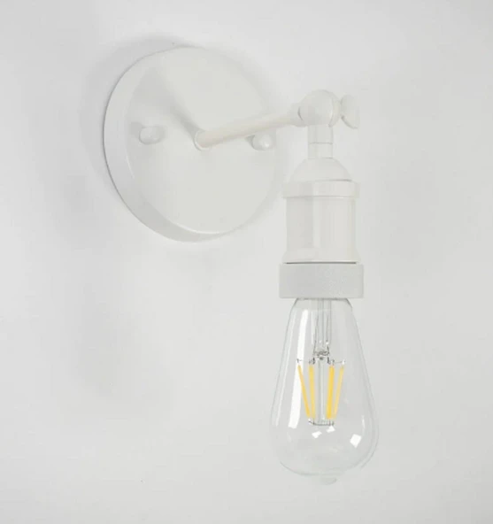 RİOLİGHT RETRO,RUSTİK, VİNTAGE,MODERN 1XE27 DUYLU MAFSALLI BEYAZ METAL APLİK ürün görseli 1