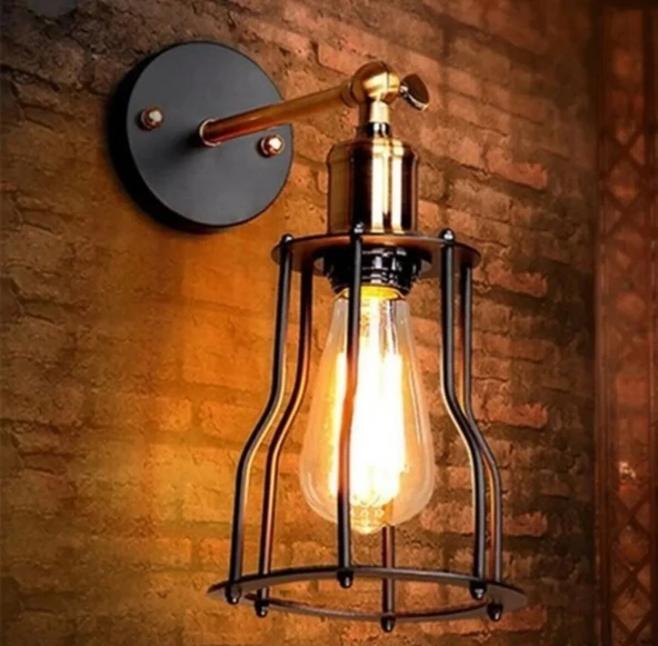 RIOLİGHT VİNTAGE,RETRO,RUSTİK MAFSALLI SİYAH HAREKETLİ KAFES BAŞLIK YATAK BAŞI APLİK 1ADET FİYATIDIR - Resim 2