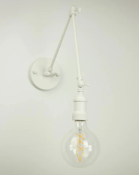 RİOLİGHT RETRO2,MODERN BEYAZ 1XE27 DUYLU ÜÇ MAFSALLI METAL AKROBAT DUVAR APLİK ürün görseli 1