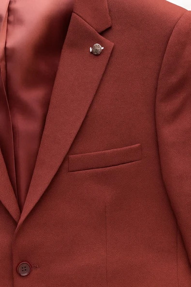 Bordo Erkek Tek Düğmeli Blazer Ceket – Dokulu Kumaş, Tek Yırtmaçlı Şık Tasarım - Resim 5