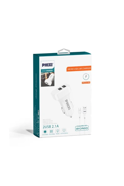 Pcc511m Basic 2.1a Çift Çıkışlı Micro Usb Kablolu Araç Şarj Cihazı - Resim 2