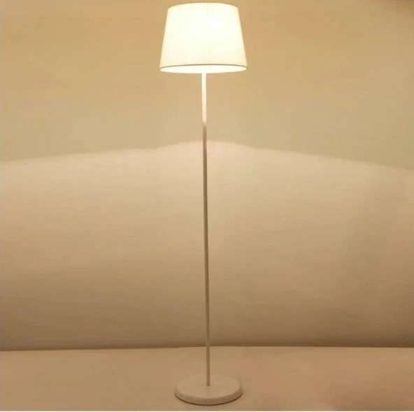 RİOLİGHT RETRO,RUSTİK,VİNTAGE BEYAZ METAL GÖVDE BEYAZ KUMAŞ BAŞLIK KÖŞE LAMBASI LAMBADER ürün görseli 1