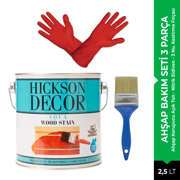 Hickson Decor Aqua Ultra Açık Ton 2,5 Lt Ahşap Koruma Seti 3 Parça ürün görseli 1