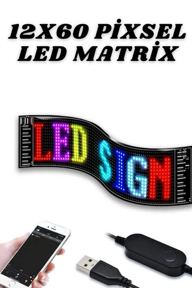 16x96 Piksel Esnek LED Matrix Panel Bluetooth ile Programlanabilir - Resim 2