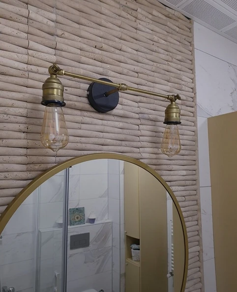 RİOLİGHT RETRO1,RUSTİK,VİNTAGE ESKİTME MAFSALLI 2XE27 DUYLU METAL DUVAR APLİK ürün görseli 1