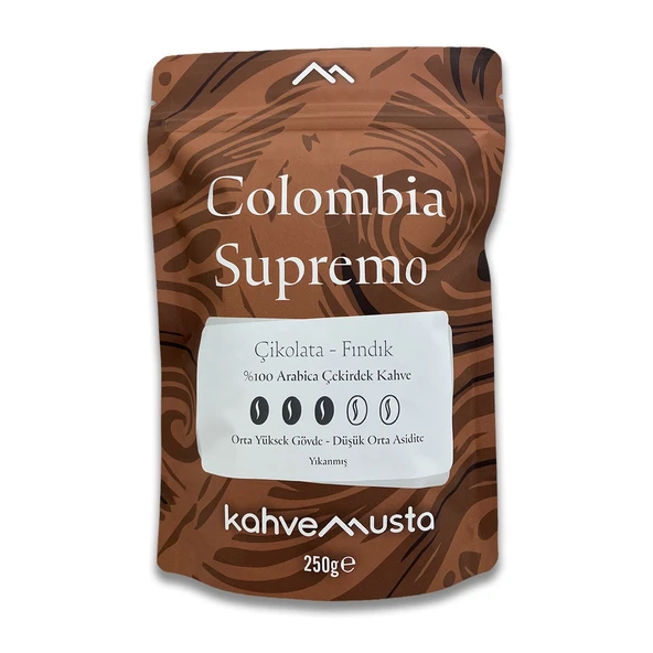 kahvemusta Kolombiya Kahvesi - Colombia Supremo Çekirdek Kahve (250g) ürün görseli 1