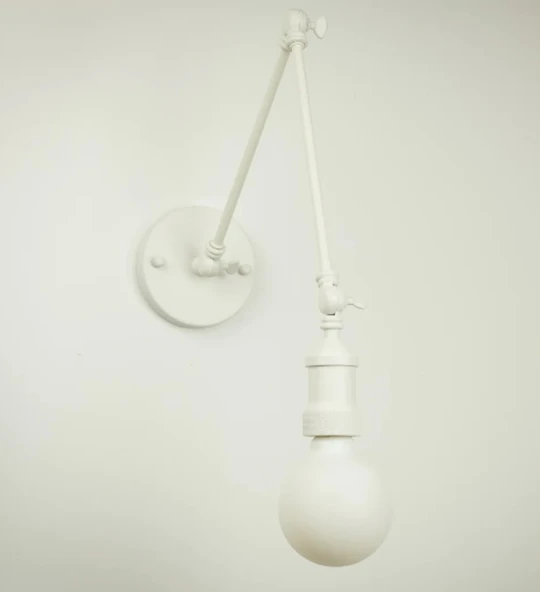 RİOLİGHT RETRO2,MODERN BEYAZ 1XE27 DUYLU ÜÇ MAFSALLI METAL AKROBAT DUVAR APLİK - Resim 3