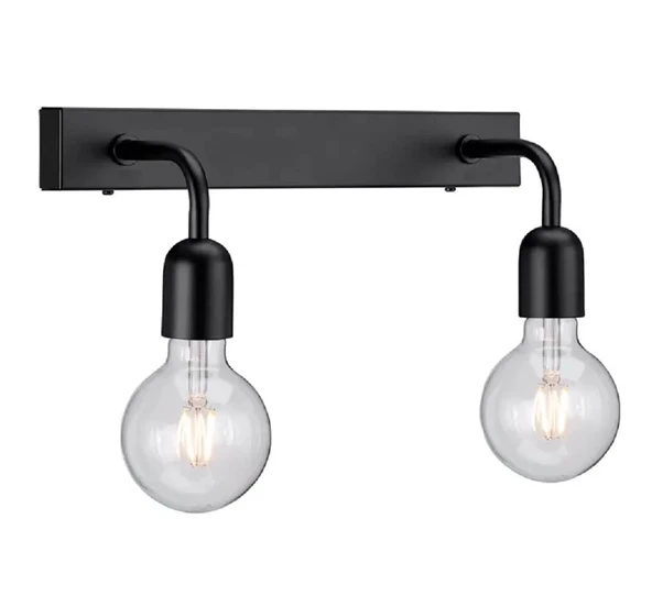 RİOLİGHT VİNTAGE,RUSTİK,RETRO 2XE27 SİYAH METAL AYNA ÜSTÜ DUVAR APLİK UZUNLUK:30CM ürün görseli 1