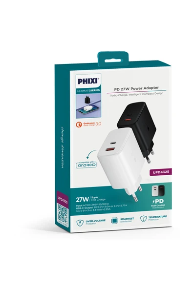 Ultimate Upd4325 27w Pd Çift Çıkışlı Hızlı Şarj Adaptörü - Resim 3