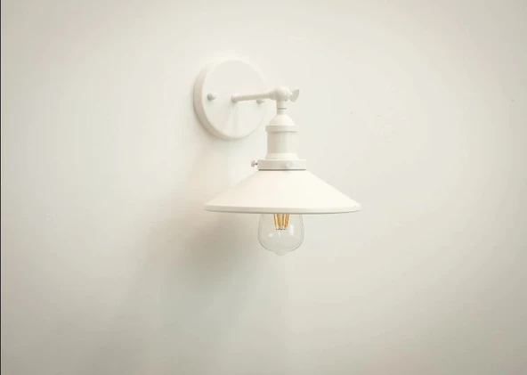 RİOLİGHT RETRO,RUSTİK,VİNTAGE BEYAZ 1XE27 DUYLU METAL DUVAR APLİK ŞAPKA ÇAPI:23CM ürün görseli 1