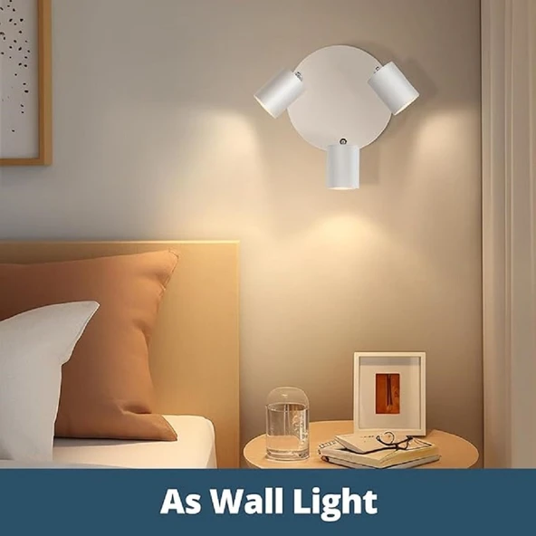 RİOLİGHT MODERN3 BEYAZ MUTFAK,SALON,GİYİNME ODASI,CAFELER İÇİN GÜN İŞİĞI METAL 3LÜ SPOT(AMPUL DAHİL) ürün görseli 1