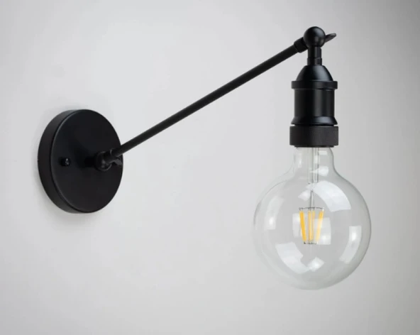 RİOLİGHT MODERN SİYAH ÇİFT MAFSALLI 1XE27 DUYLU METAL DUVAR APLİK ürün görseli 1