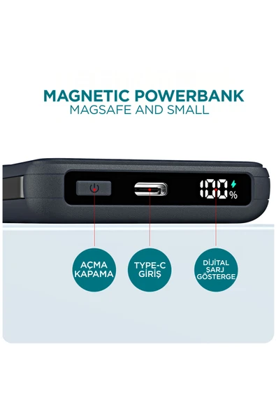 Force PW14 10000mAh 22.5W Kendinden Kablolu MagSafe Powerbank - Kablosuz Mini Şarj Cihazı - 1 - Resim 5