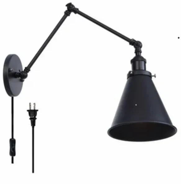 RİOLİGHT AKROBAT MAFSALLI METAL HAREKETLİ BAŞLIK KABLOLU1,FİŞLİ1,ANAHTARLI1 APLİK OKUMA LAMBASI ürün görseli 1