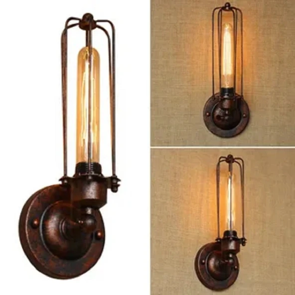 RİOLİGHT RETRO,VİNTAGE,RUSTİK FIRÇALI BAKIR 1XE27 MAFSALLI HAREKETLİ BAŞLIK METAL DUVAR APLİK ürün görseli 1