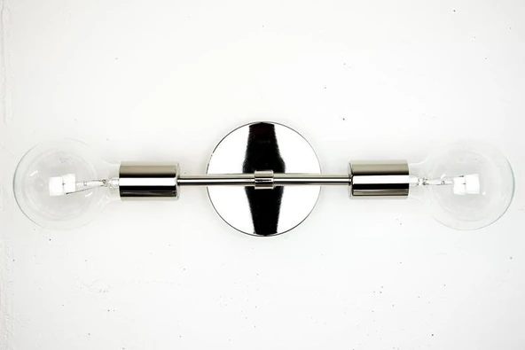 RİOLİGHT MODERN,VİNTAGE KROM 2XE27 DUYLU AYNA ÜSTÜ METAL DUVAR APLİK - Resim 2