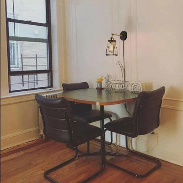 RİOLİGHT VİNTAGE,RUSTİK,RETRO SİYAH KAFES 1XE27 DUYLU KABLOLU FİŞLİ ANAHTARLI METAL DUVAR APLİK ürün görseli 1