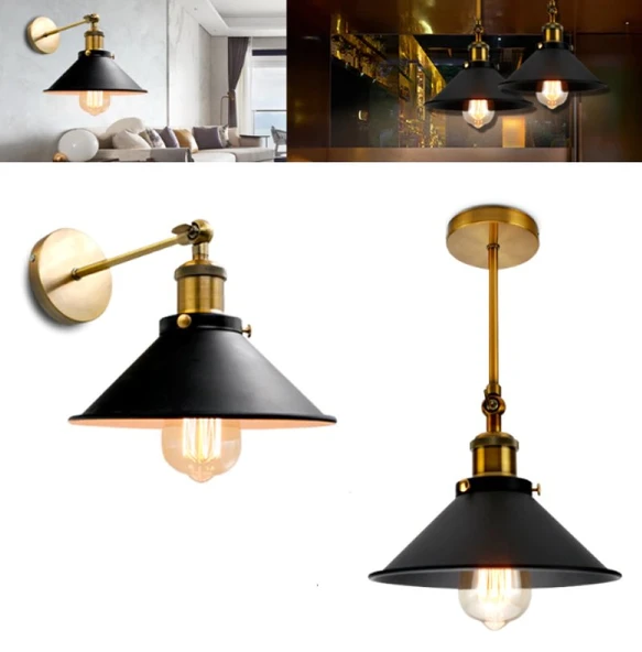 RİOLİGHT RETRO,RUSTİK,VİNTAGE MAFSALLI HAREKETLİ BAŞLIK METAL DUVAR APLİK ŞAPKA ÇAPI:23CM ürün görseli 1