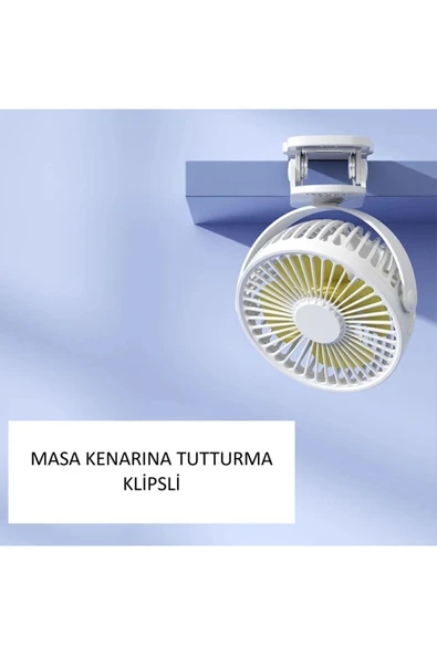 Taşınabilir USB Klipsli Fan Şarj Edilebilir, 720° Dönebilme, 3 Hız Yaz ve Dış Mekan Kullanımı İçin - Resim 2
