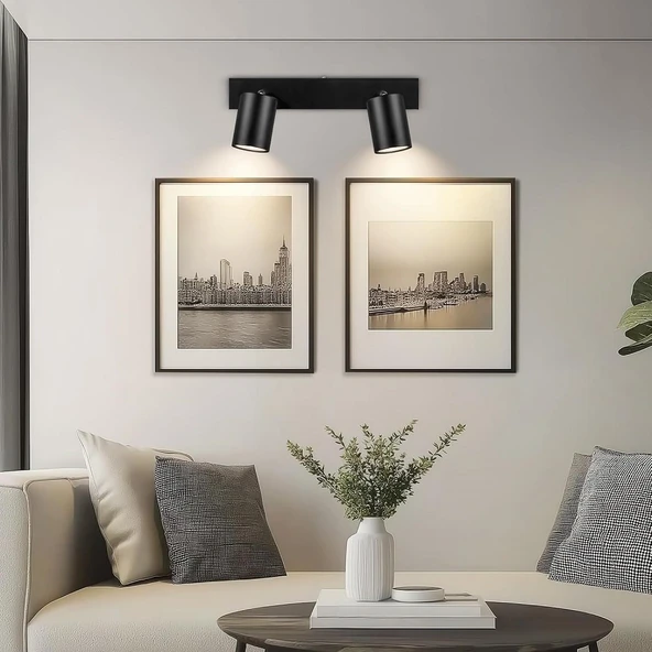 RİOLİGHT MODERN SİYAH MUTFAK,SALON,GİYİNME ODASI,CAFELER İÇİN GÜN İŞİĞI METAL1 2Lİ SPOT(AMPUL DAHİL) ürün görseli 1