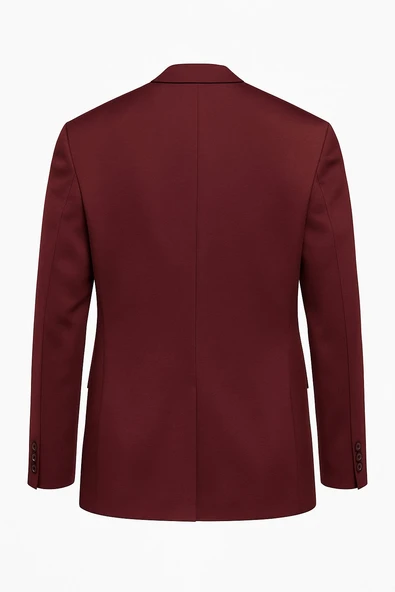Bordo Erkek Tek Düğmeli Blazer Ceket – Dokulu Kumaş, Tek Yırtmaçlı Şık Tasarım - Resim 2