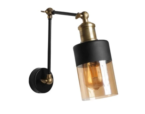 RİOLİGHT RETRO,VİNTAGE,RUSTİK ESKİTME MAFSALLI CAMLI 1XE27 DUYLU AKROBAT DUVAR APLİK - Resim 2