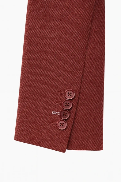 Bordo Erkek Tek Düğmeli Blazer Ceket – Dokulu Kumaş, Tek Yırtmaçlı Şık Tasarım - Resim 4